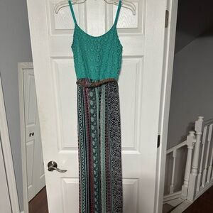 Maurices Belted Patterned Maxi Dress